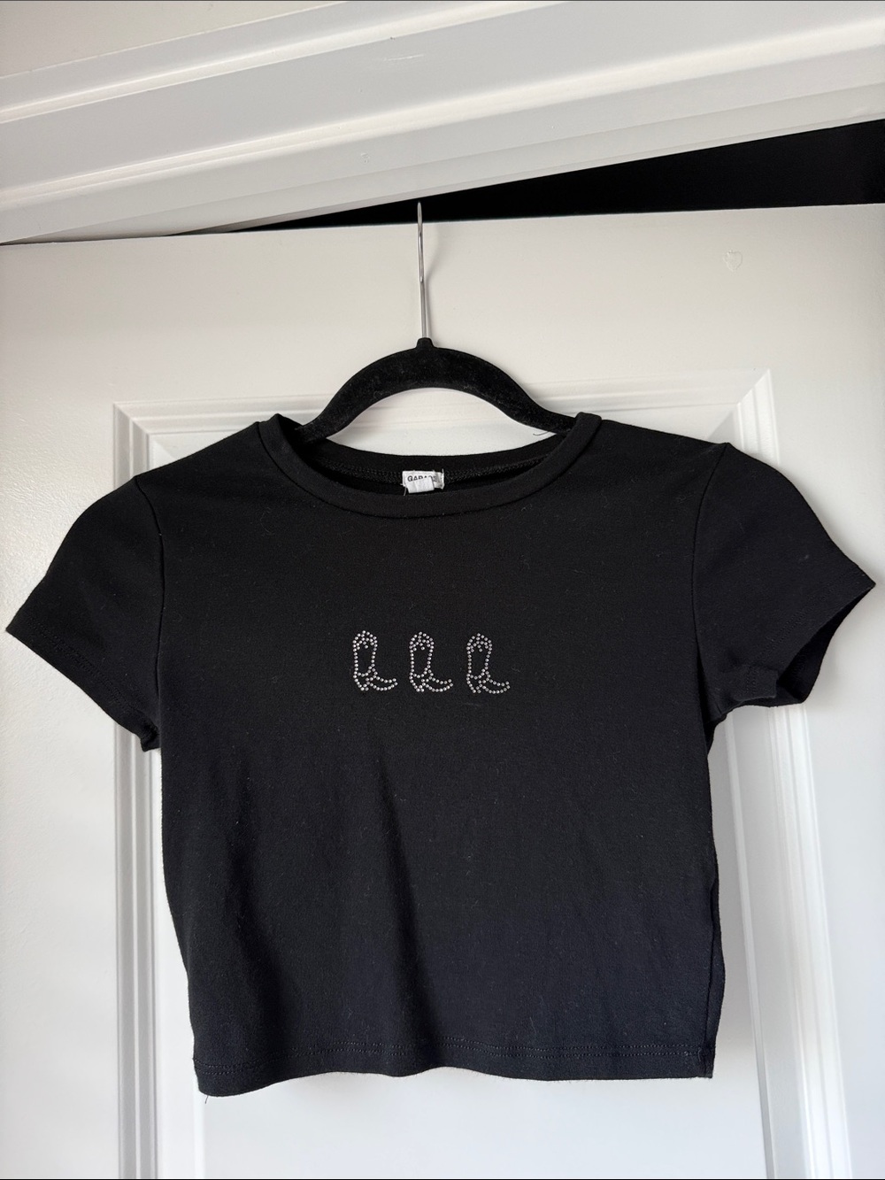 Garage Black Short Sleeve Tee with Rhinestone Boots